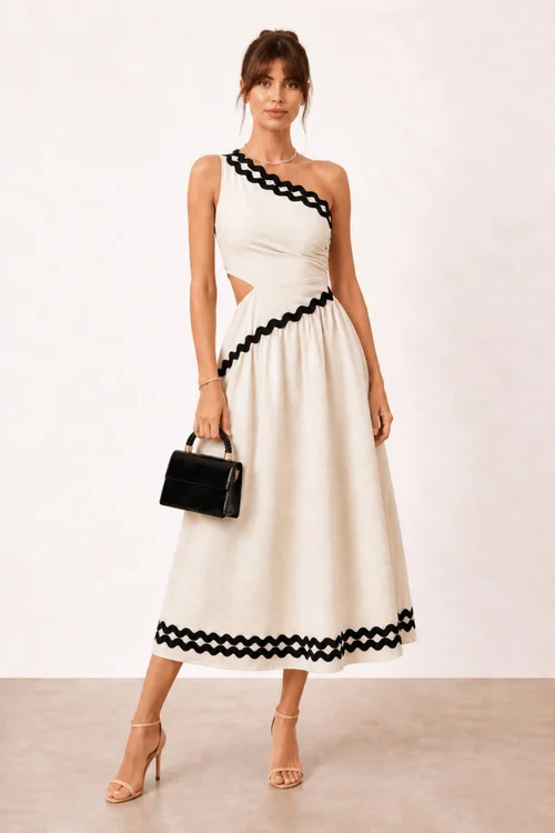 Style Cheat Jasmine Cream Scallop Trim Dress - 10 Image 1