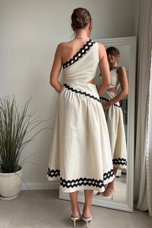 Style Cheat Jasmine Cream Scallop Trim Dress - 10 Image 3