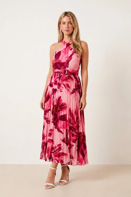 Style Cheat Pink Floral Paige Pleat Dress - 14 Image 4