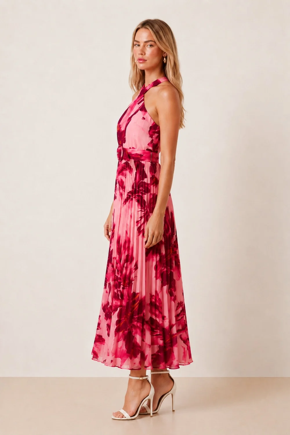 Style Cheat Pink Floral Paige Pleat Dress - 14 Image 5