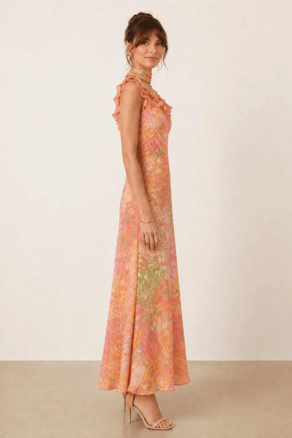 Style Cheat Coral Ruffle Lurex Maxi Dress - 14 Image 2