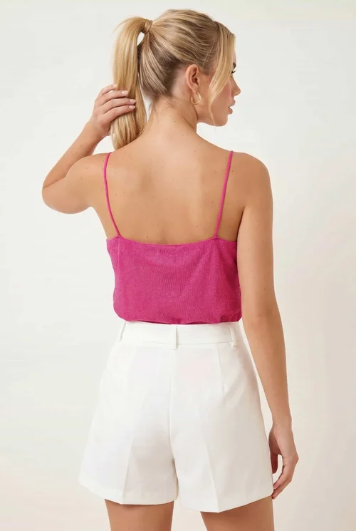 Style Cheat Pink Astra Knit Cowl Neck Hot Fix Top - M Image 3