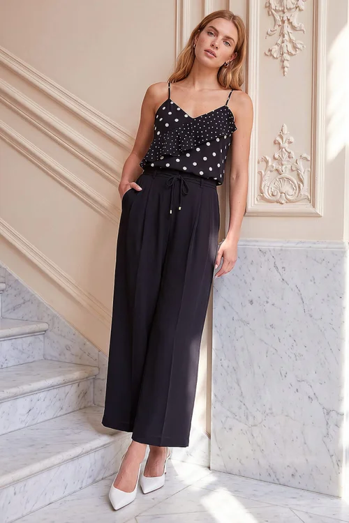 Roman Black Tie Wide Leg Trouser - 14 Image 2