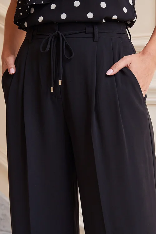 Roman Black Tie Wide Leg Trouser - 14 Image 4
