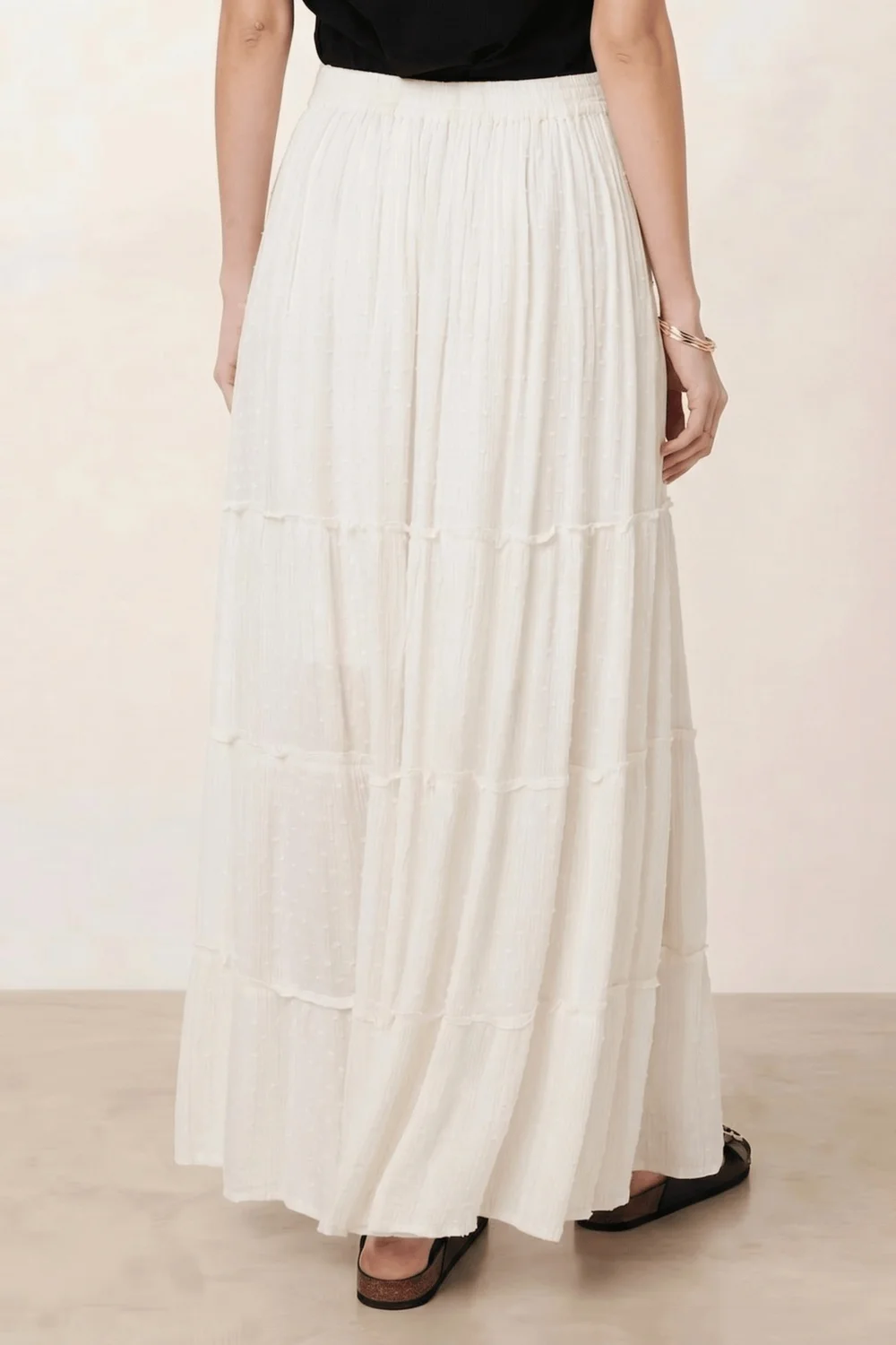 Style Cheat Cream Tie-Front Tiered Maxi Skirt - 12 Image 6