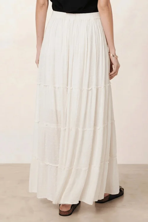 Style Cheat Cream Tie-Front Tiered Maxi Skirt - 12 Image 6