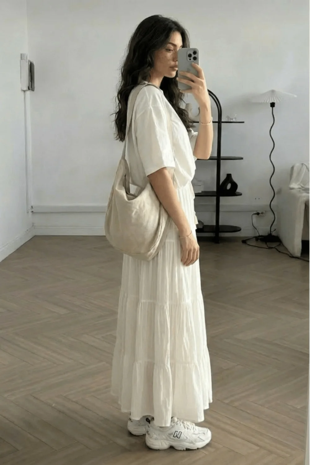 Style Cheat Cream Tie-Front Tiered Maxi Skirt - 12 Image 2