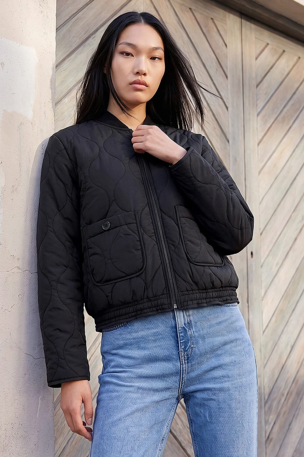 Dusk Black Quilted Bomber Jacket - 8 Image 2