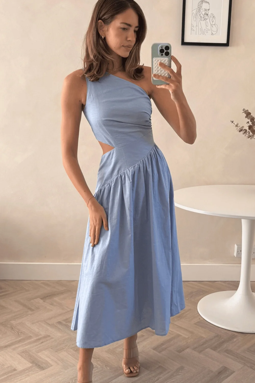 Style Cheat Baby Blue Jasmine Cut Out One-Shoulder Midi Dress - 18 Image 4