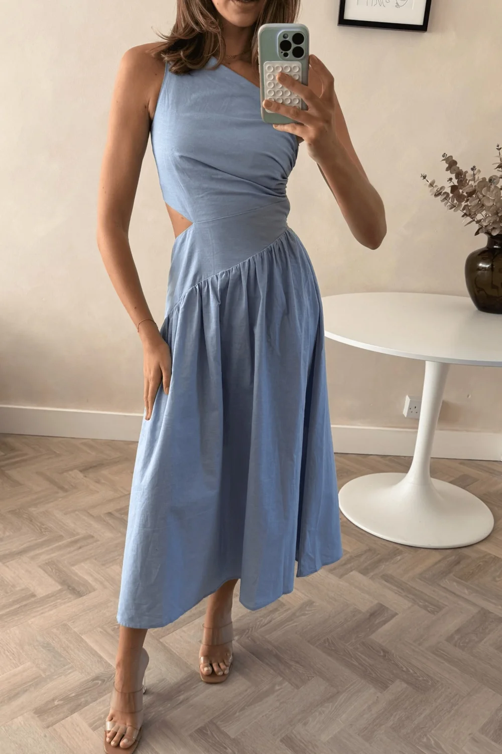 Style Cheat Baby Blue Jasmine Cut Out One-Shoulder Midi Dress - 18 Image 2