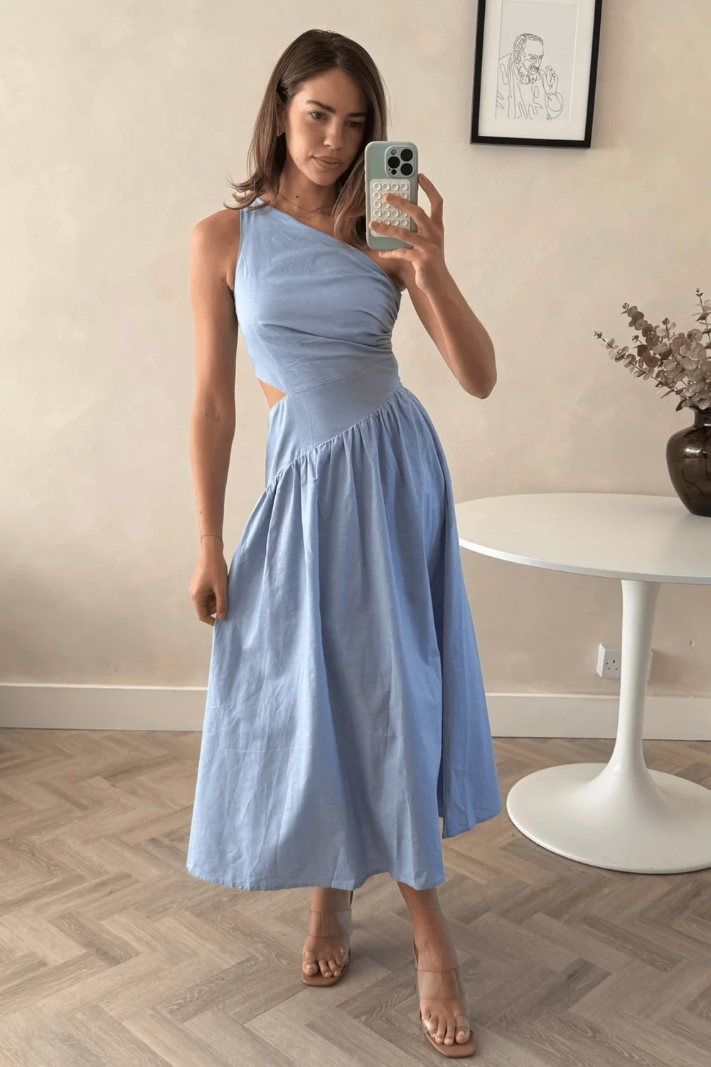 Style Cheat Baby Blue Jasmine Cut Out One-Shoulder Midi Dress - 18 Image 1