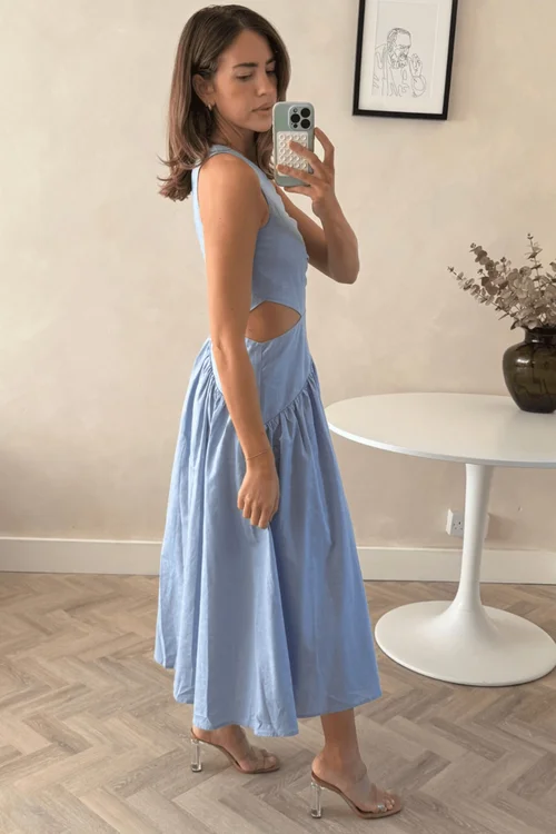 Style Cheat Baby Blue Jasmine Cut Out One-Shoulder Midi Dress - 18 Image 3