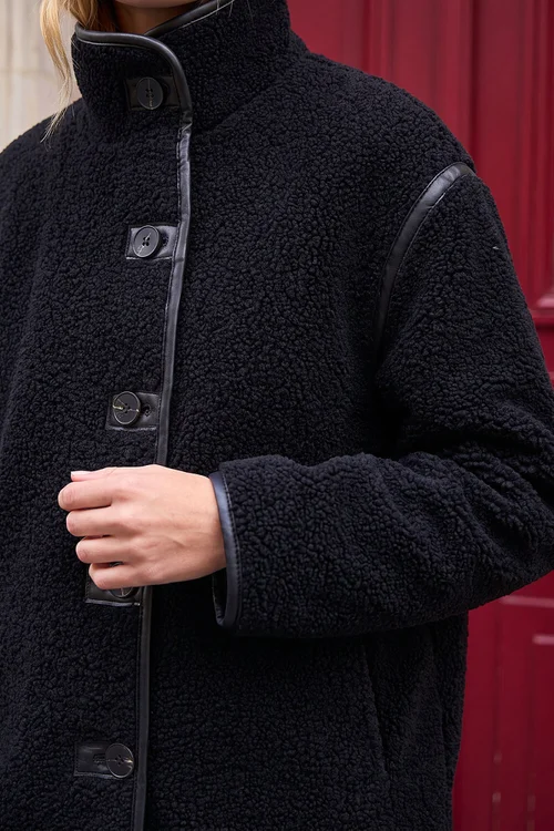 Roman Black Borg Contrast Pipe Coat - 12 Image 4