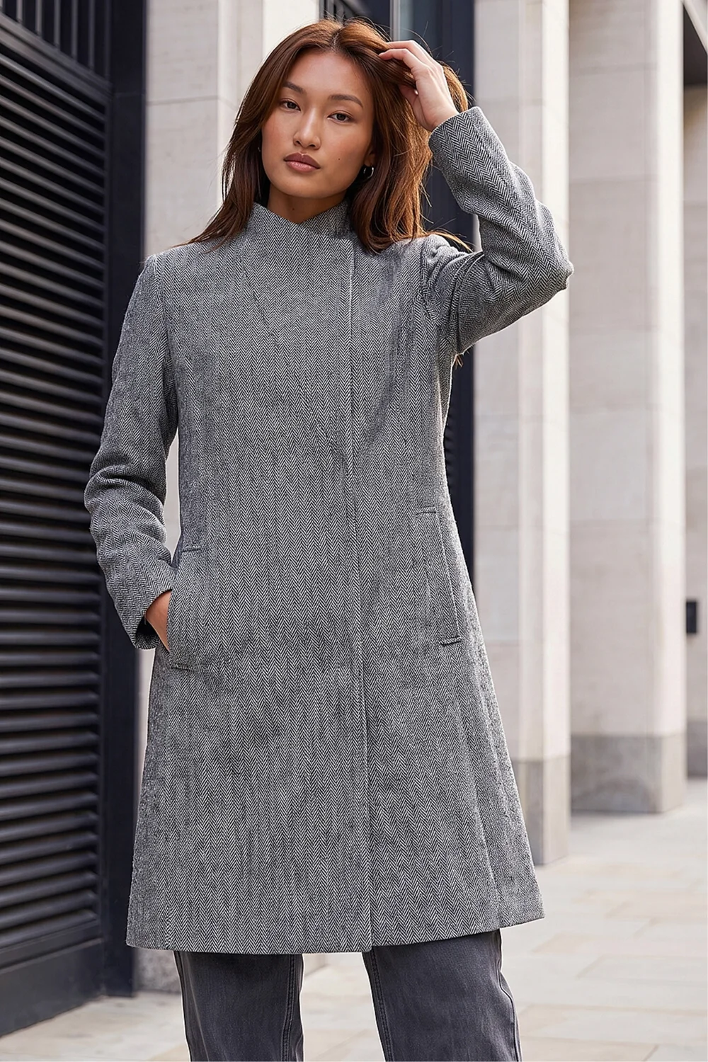 Roman Black Funnel Neck Coat - 18 Image 2