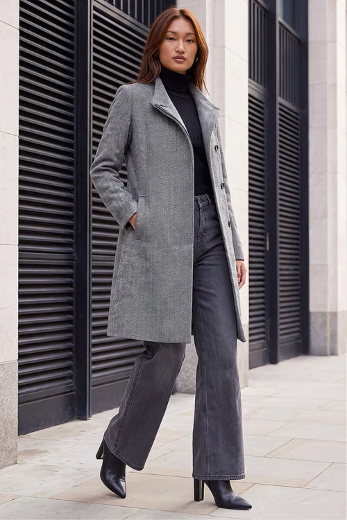 Roman Black Funnel Neck Coat - 18 Image 1