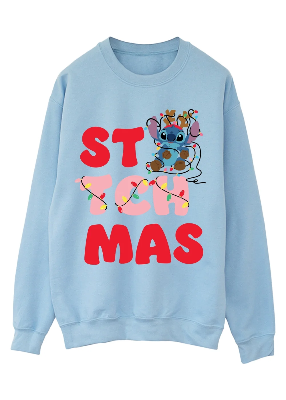 Spiral Galaxy Disney Lilo & Stitch Stitchmas Christmas Baby Blue Graphic Sweatshirt - 3XL Image 1