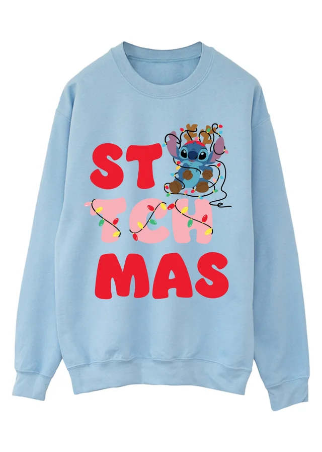 Spiral Galaxy Disney Lilo & Stitch Stitchmas Christmas Baby Blue Graphic Sweatshirt