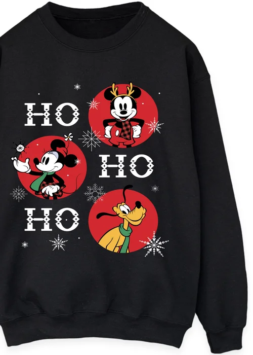 Spiral Galaxy Disney Mickey Mouse Ho Ho Ho Christmas Black Graphic Sweatshirt - M Image 2
