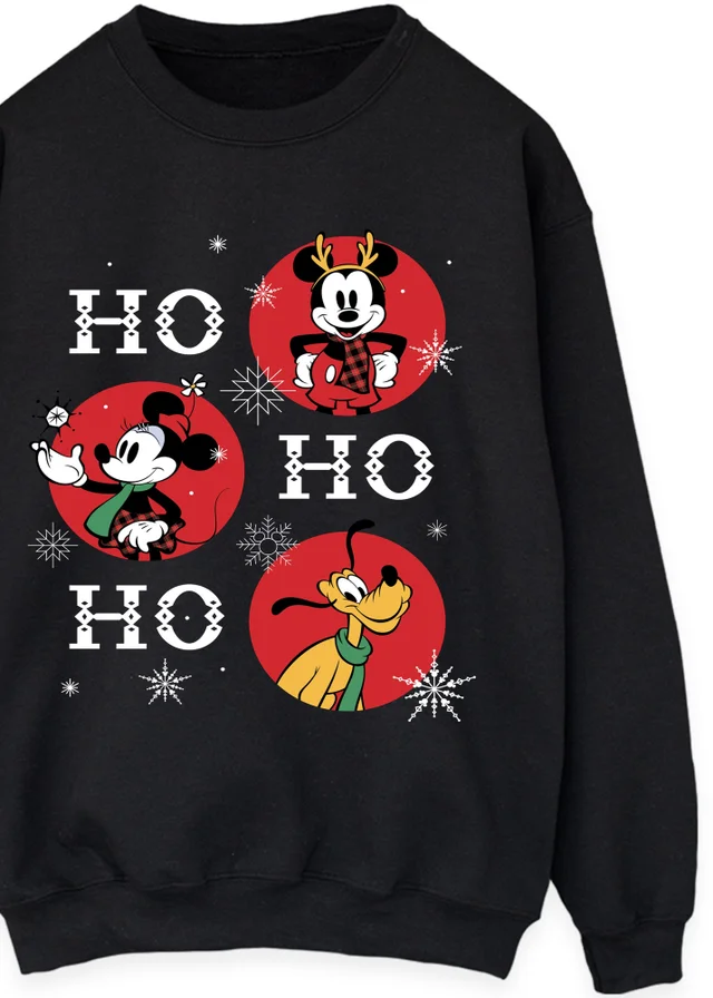 Spiral Galaxy Disney Mickey Mouse Ho Ho Ho Christmas Black Graphic Sweatshirt
