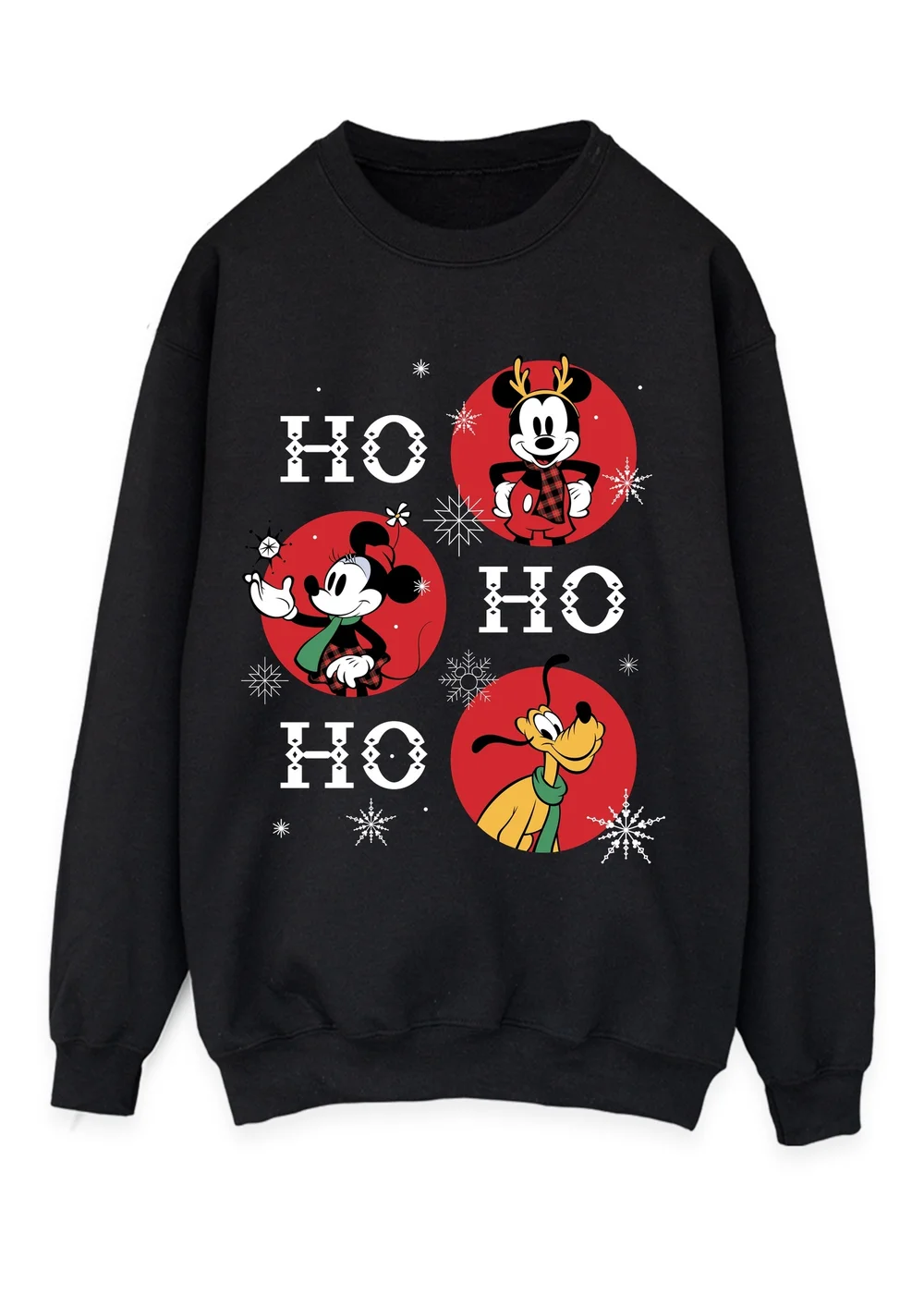 Spiral Galaxy Disney Mickey Mouse Ho Ho Ho Christmas Black Graphic Sweatshirt - M Image 1