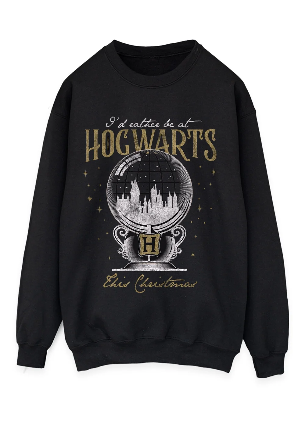 Spiral Galaxy Harry Potter Rather Stay At Hogwarts Christmas Black Graphic Sweatshirt - L Image 1