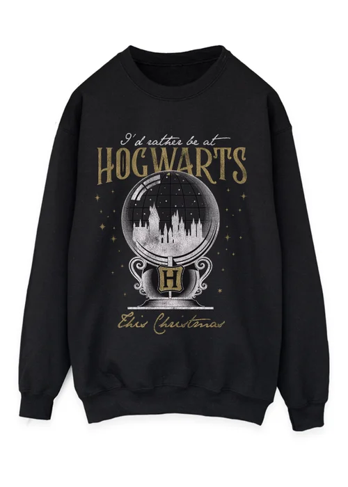 Spiral Galaxy Harry Potter Rather Stay At Hogwarts Christmas Black Graphic Sweatshirt - L Image 1