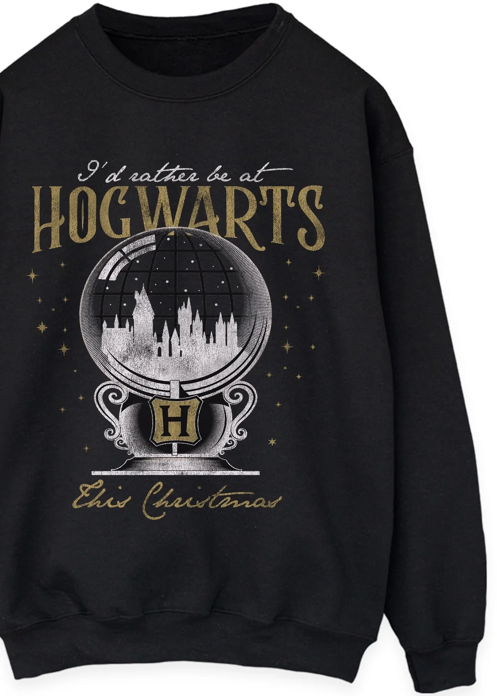 Spiral Galaxy Harry Potter Rather Stay At Hogwarts Christmas Black Graphic Sweatshirt - L Image 2