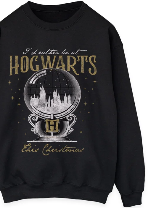 Spiral Galaxy Harry Potter Rather Stay At Hogwarts Christmas Black Graphic Sweatshirt - L Image 2