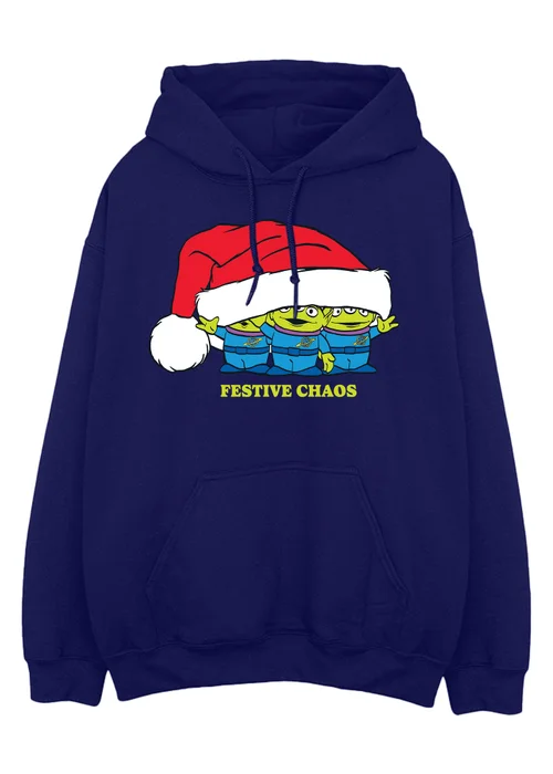 Spiral Galaxy Disney Toy Story Festive Chaos Christmas Navy Blue Graphic Hoodie - S Image 1