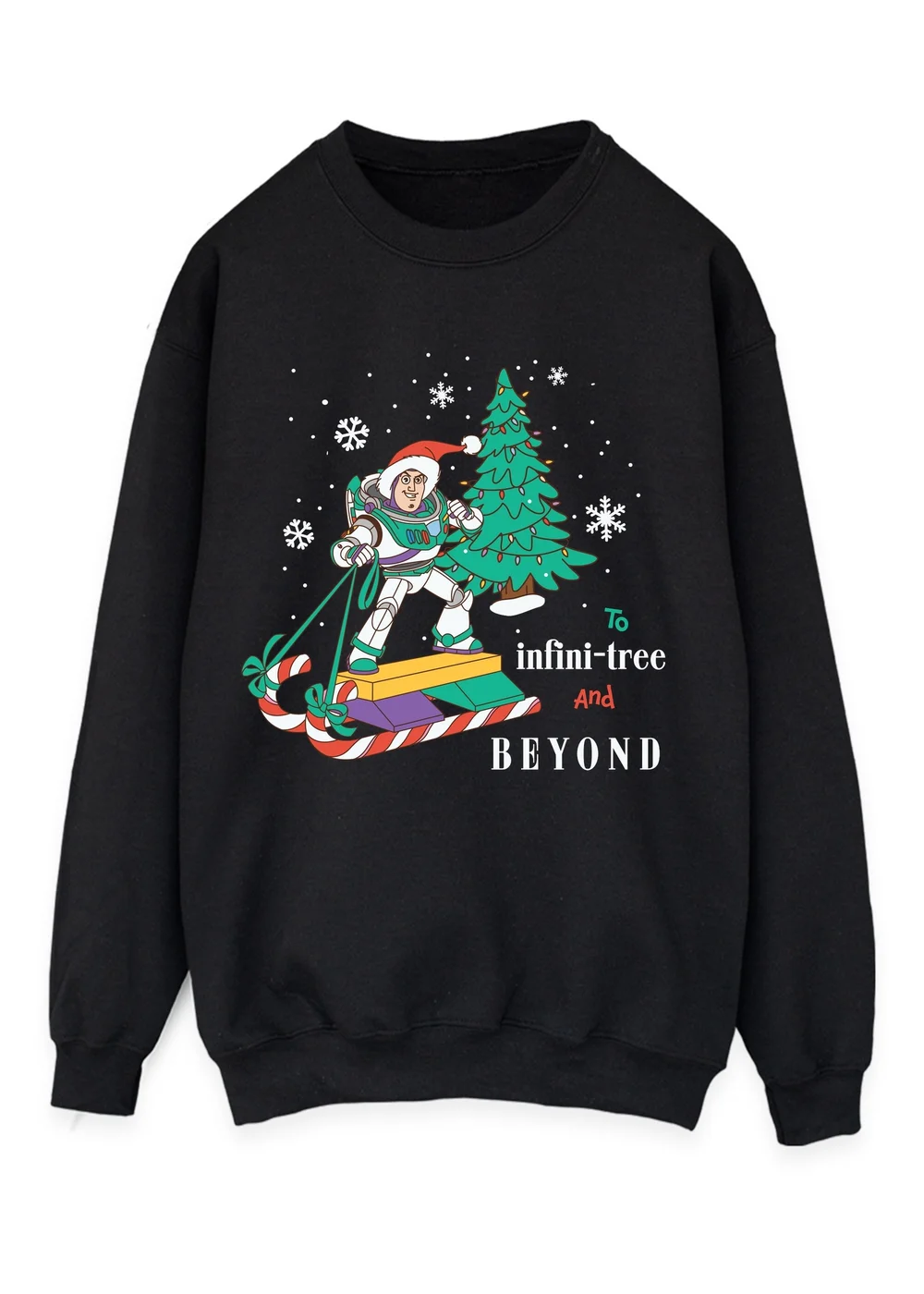Spiral Galaxy Disney Toy Story Buzz Infini-tree Christmas Black Graphic Sweatshirt - XL Image 1