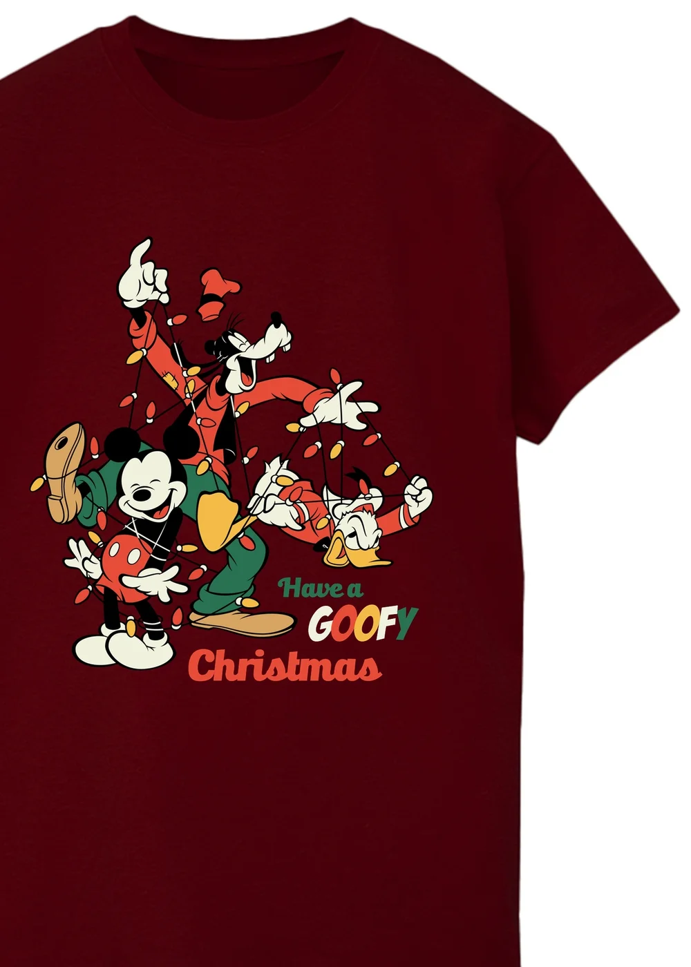 Spiral Galaxy Disney Mickey Mouse Goofy Christmas Burgundy Graphic T-Shirt - 5XL Image 2