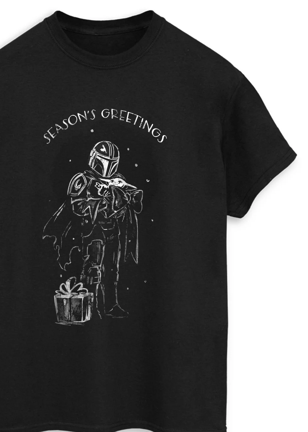 Spiral Galaxy Star Wars Mandalorian Christmas Greetings Black Graphic T-Shirt - XL Image 2
