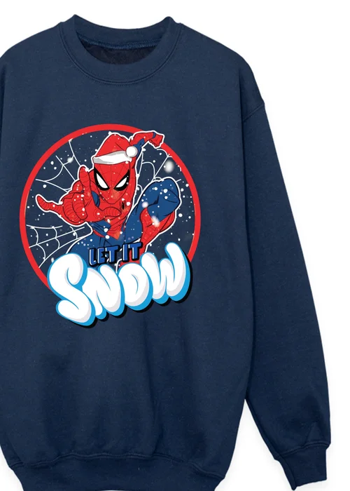 Ada & Ted Marvel Spider-Man Snow Christmas Boys Navy Blue Graphic Sweatshirt (3-13 Years) - 12-13 yrs Image 2