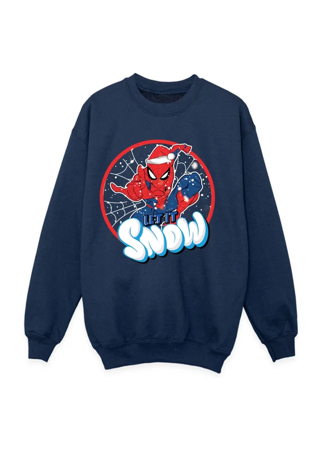 Ada & Ted Marvel Spider-Man Snow Christmas Boys Navy Blue Graphic Sweatshirt (3-13 Years)