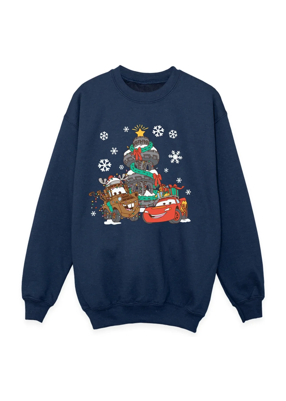 Ada & Ted Disney Cars Christmas Boys Navy Blue Graphic Sweatshirt (3-13 Years) - 12-13 yrs Image 1