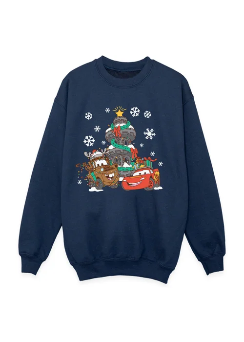 Ada & Ted Disney Cars Christmas Boys Navy Blue Graphic Sweatshirt (3-13 Years) - 12-13 yrs Image 1