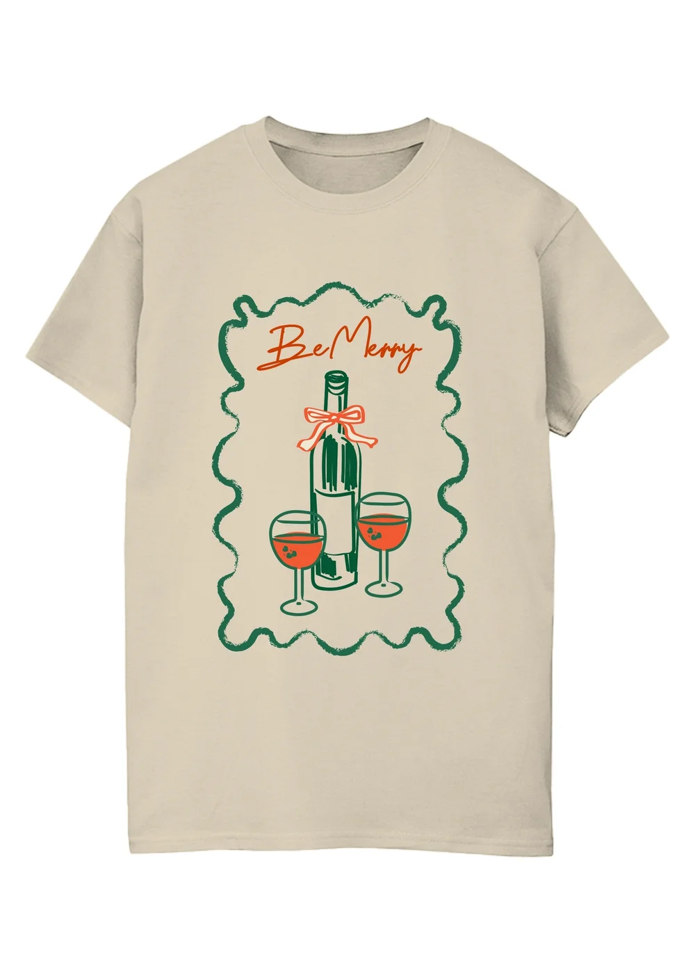 Spiral Galaxy Be Merry Christmas Sand Graphic Boyfriend Fit T-Shirt - S Image 1