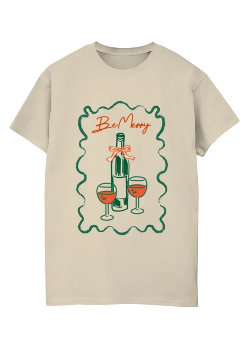 Spiral Galaxy Be Merry Christmas Sand Graphic Boyfriend Fit T-Shirt - S Image 1