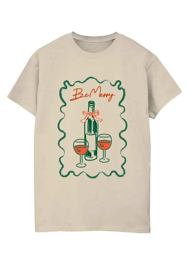 Spiral Galaxy Be Merry Christmas Sand Graphic Boyfriend Fit T-Shirt