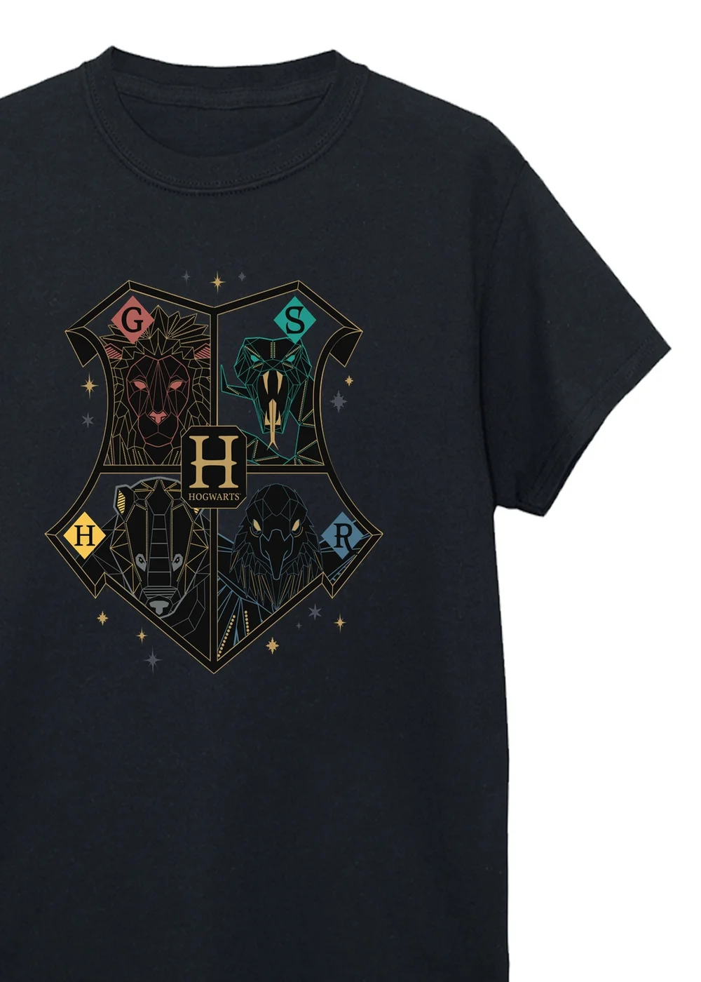 Ada & Ted Harry Potter Crest Hogwarts Christmas Boys Black Graphic T-Shirt (3-13 Years) - 3-4 Yrs Image 2