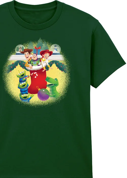 Ada & Ted Disney Toy Story Stocking Christmas Boys Bottle Green Graphic T-Shirt (3-13 Years) - 7-8 Yrs Image 2
