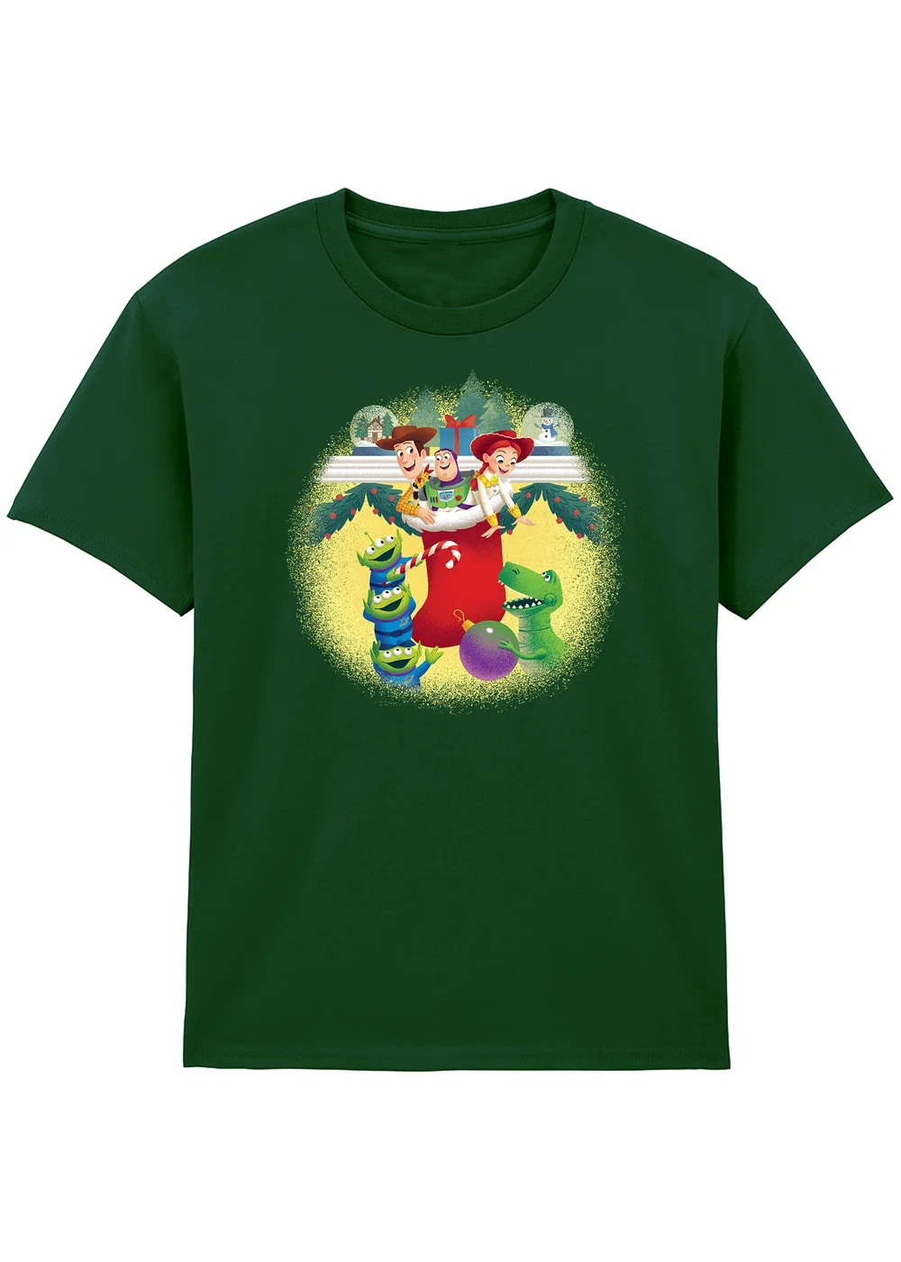 Ada & Ted Disney Toy Story Stocking Christmas Boys Bottle Green Graphic T-Shirt (3-13 Years) - 7-8 Yrs Image 1