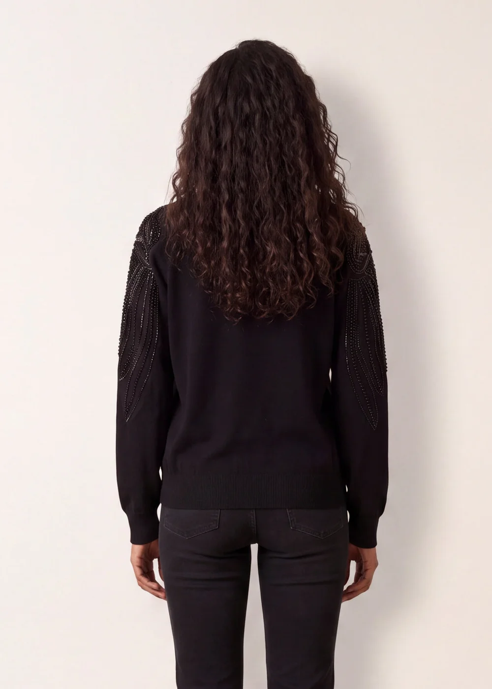 Blue Vanilla Black Embellished Sleeve Jumper - M Image 3