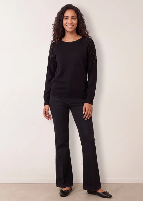 Blue Vanilla Black Embellished Sleeve Jumper - M Image 2