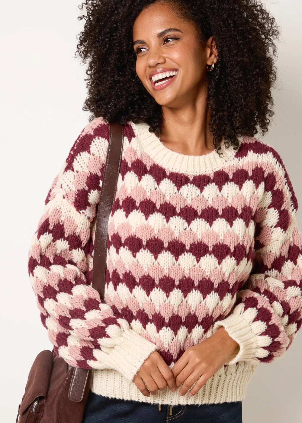 Blue Vanilla Beige Round Neck Jumper - S/M Image 1