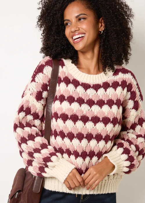 Blue Vanilla Beige Round Neck Jumper - S/M Image 1