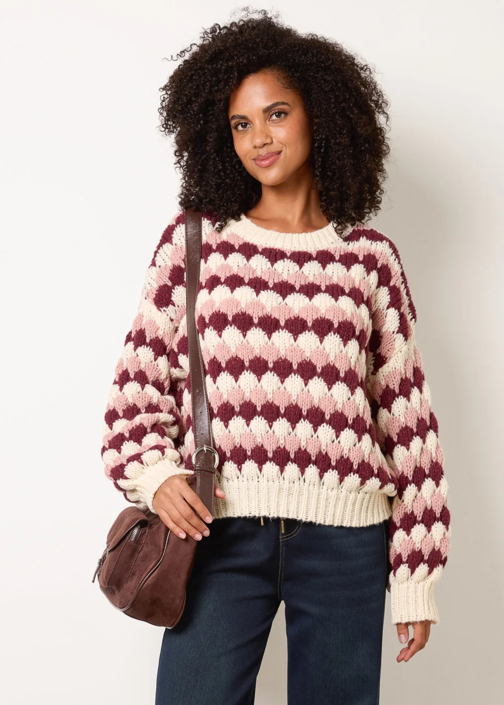 Blue Vanilla Beige Round Neck Jumper - S/M Image 2