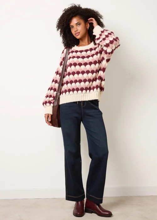 Blue Vanilla Beige Round Neck Jumper - S/M Image 3