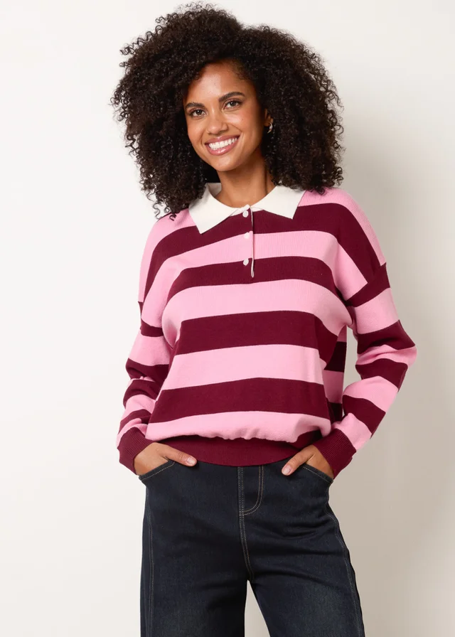 Blue Vanilla Red Striped Long Sleeve Jumper