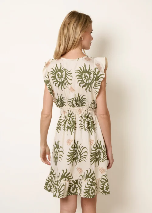 Blue Vanilla Beige Printed Crossover Dress - M/L Image 4